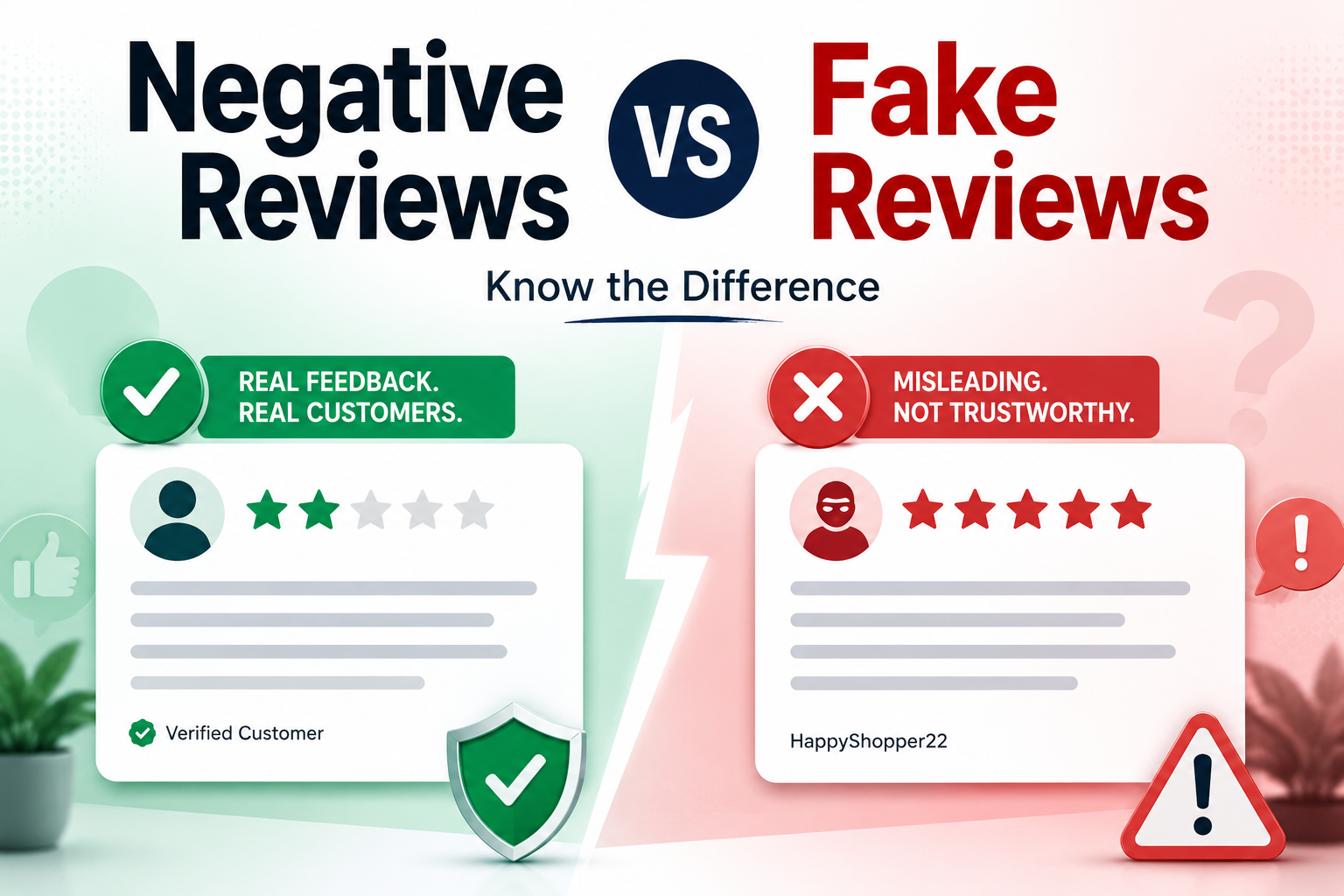 Negative Reviews vs Fake Reviews
